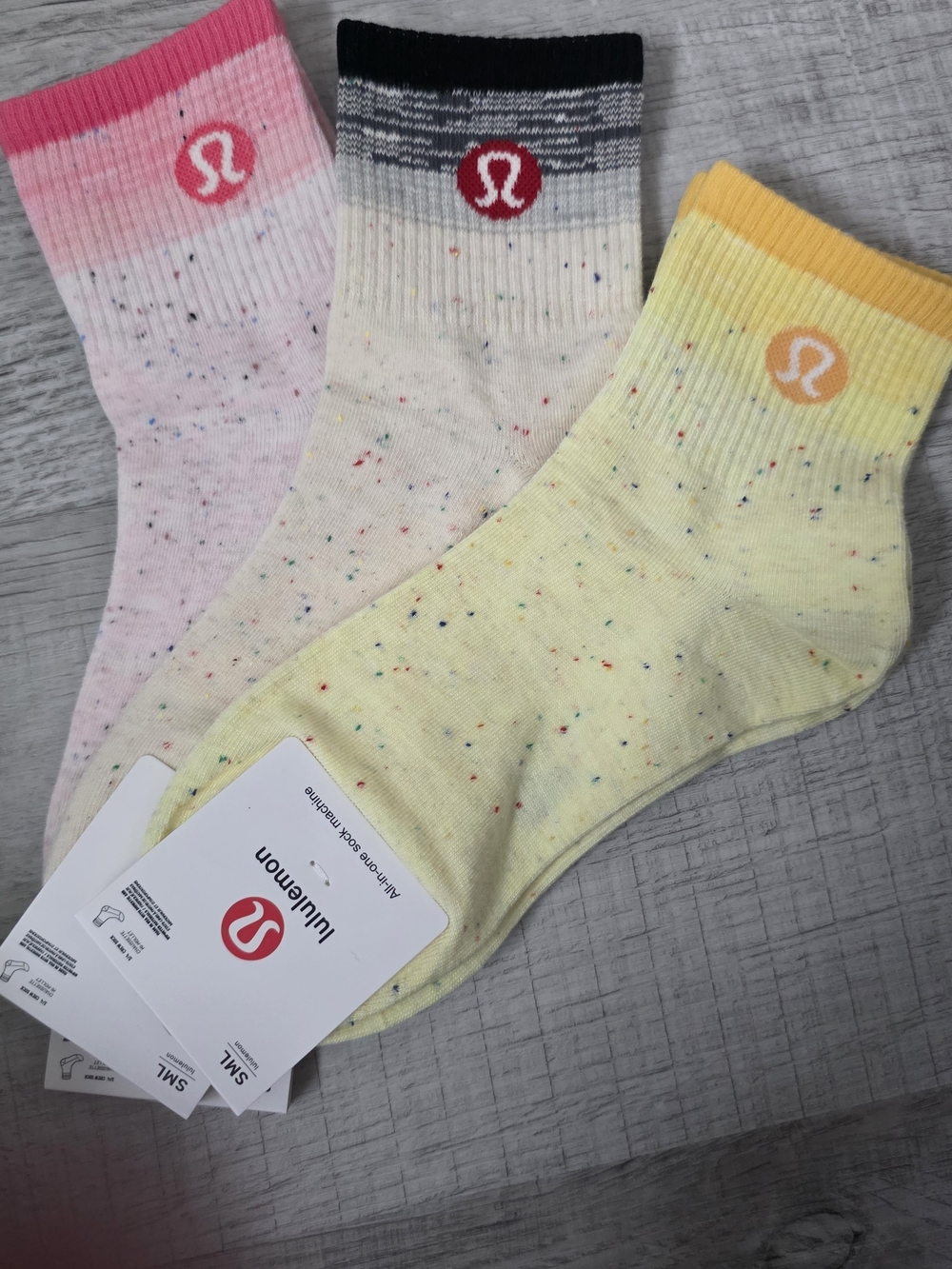 lululemon athletica Speckled Crew Socks - Pink, Cream, Yellow (3-Pack)